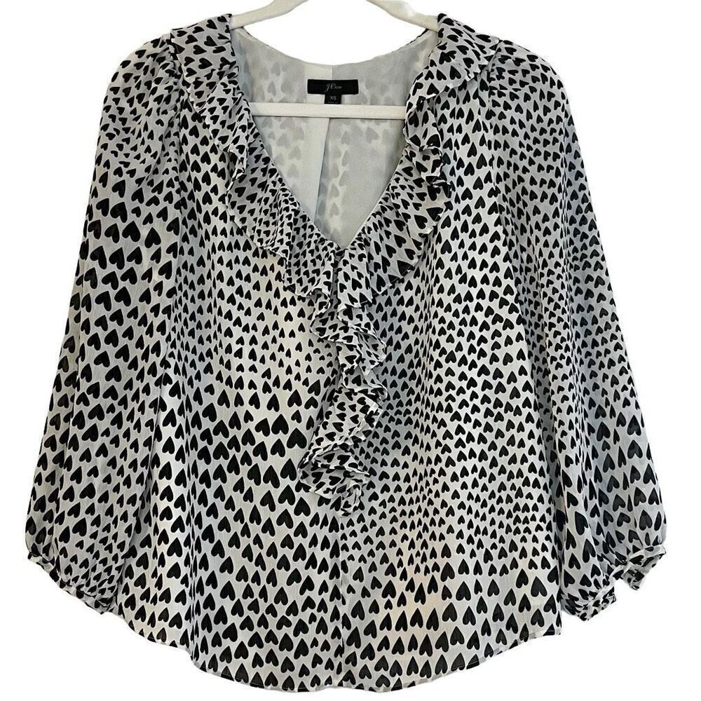 J. Crew Women’s Heart Ruffled V-neck Blouse XS